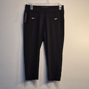 Black Capri Leggings with Gold Accents